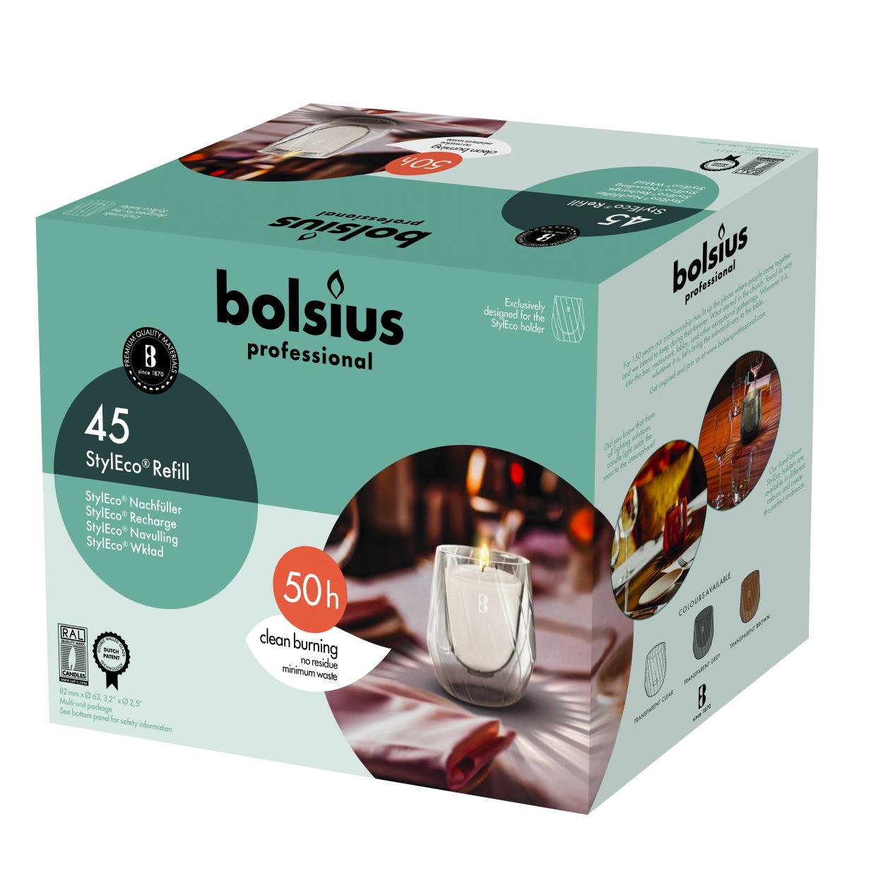 StylEco Refills Bolsius Professional wit 50-uren (103421776700) - 45ST