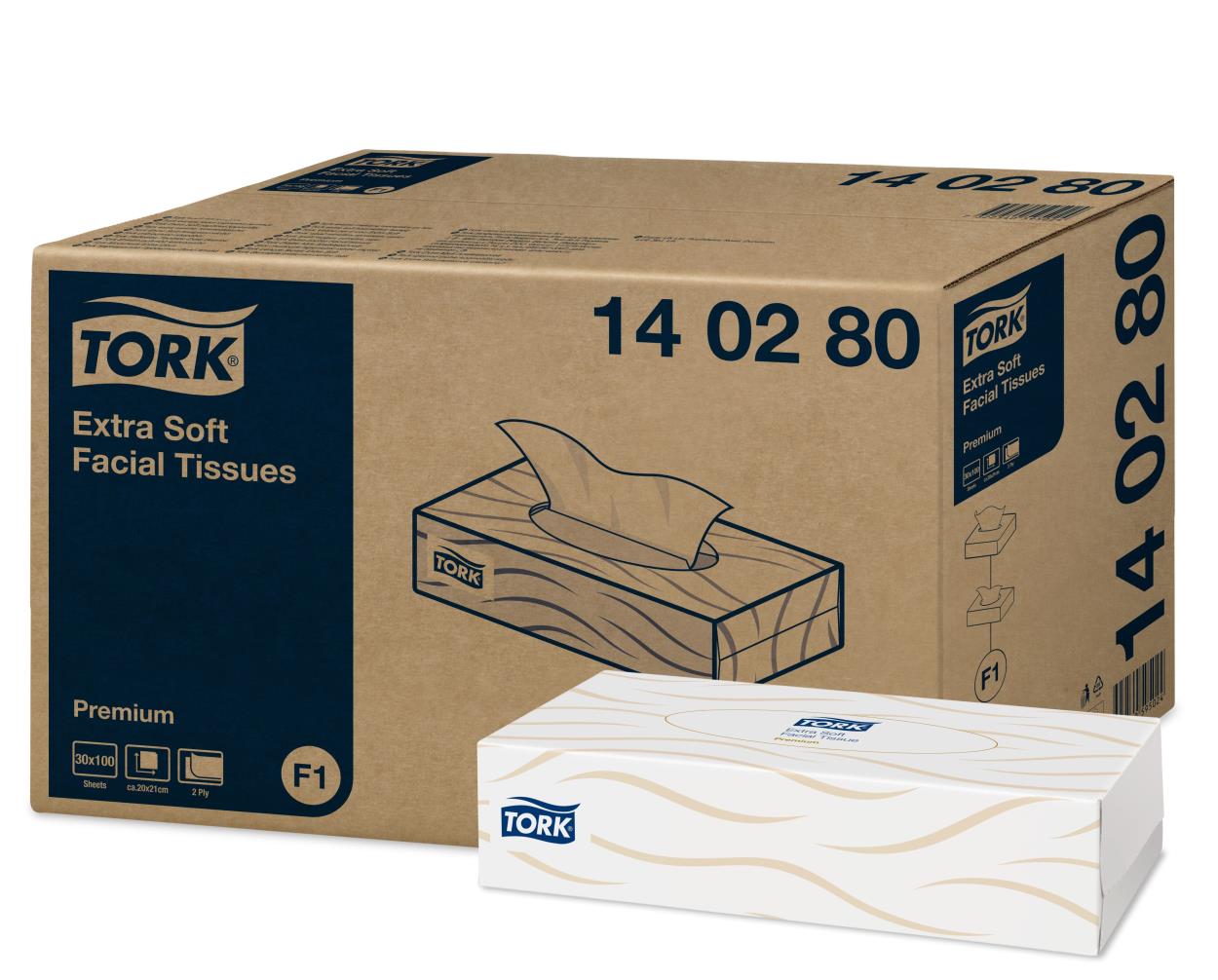 Tork F1 Facial Tissues Extra Soft Premium wit 2-laags (140280) - 30x100ST