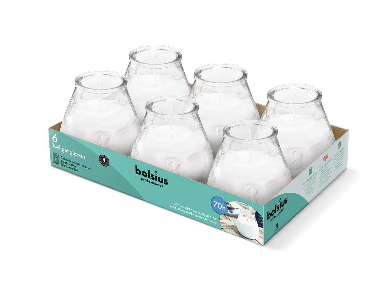 Twilight Glasses Bolsius Professional sfeerlicht transparant 70-uren - 6ST