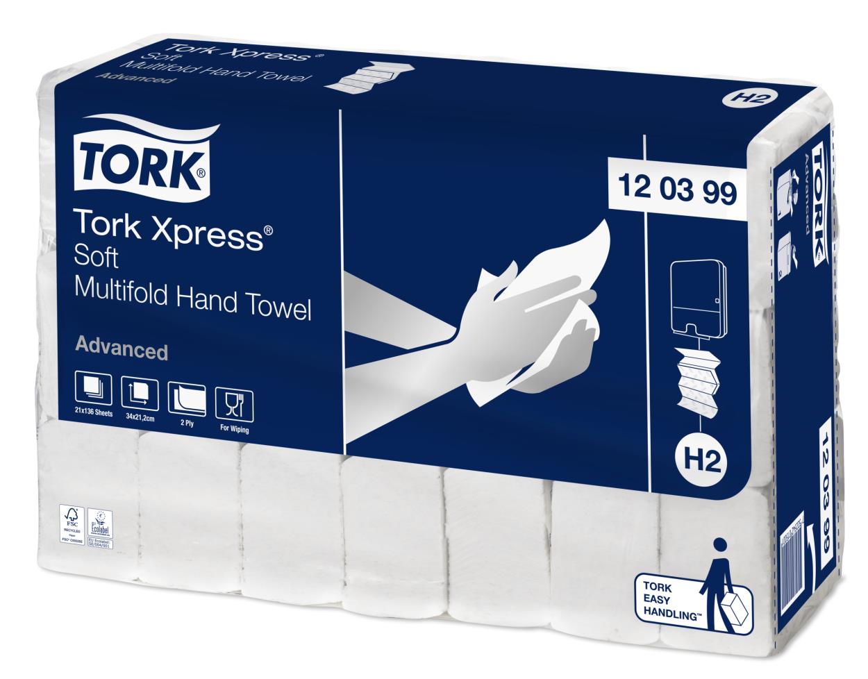 Tork H2 Xpress Soft Multifold Advanced handdoekpapier 34x21,2cm 2-laags (120399) - 21x136ST