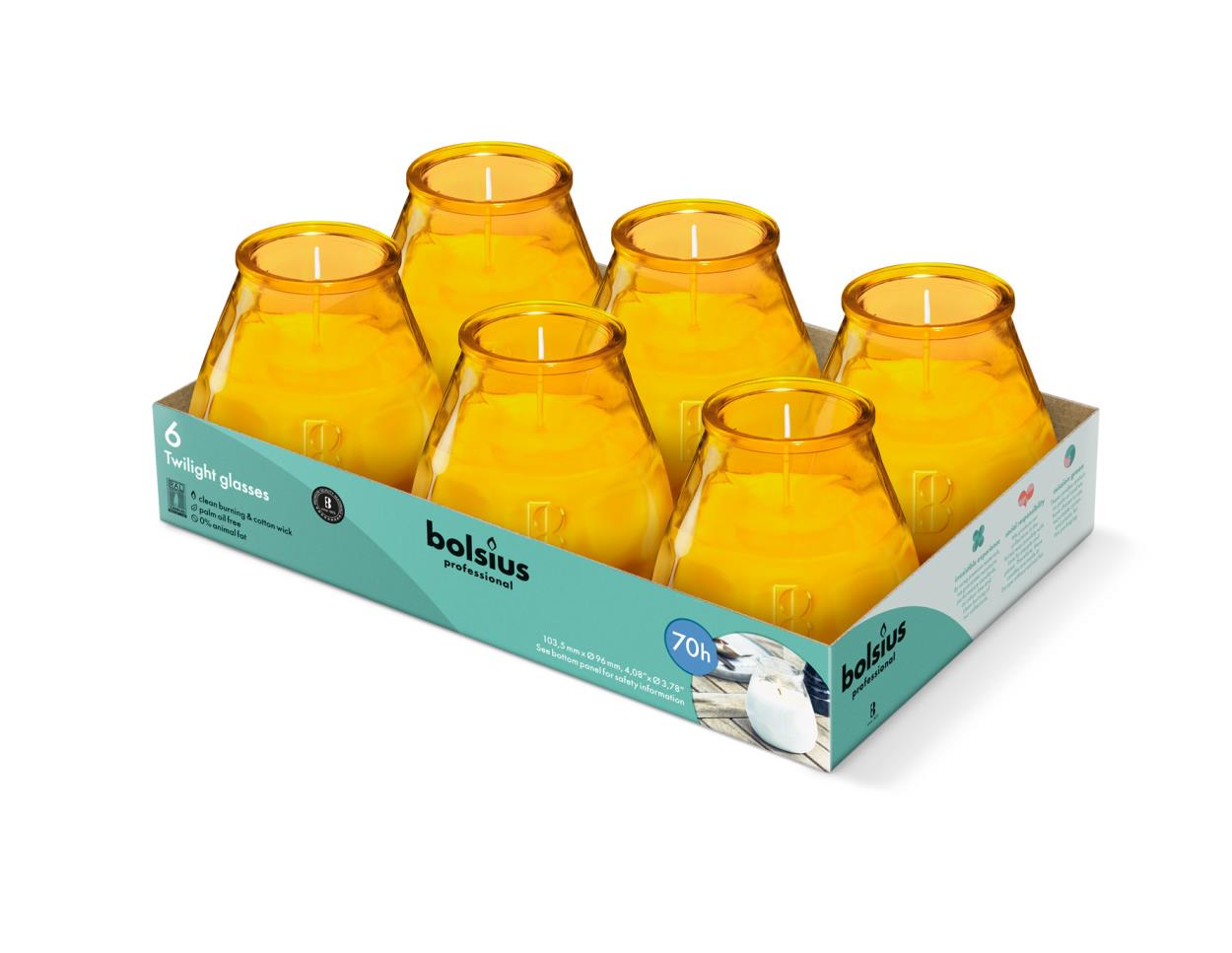 Twilight Glasses Bolsius Professional sfeerlicht amber 70-uren - 6ST