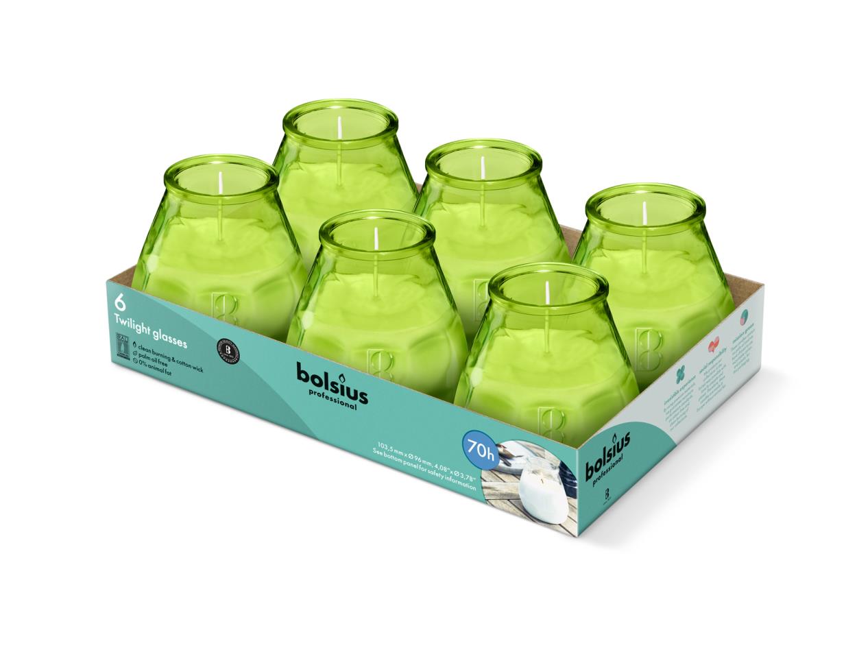 Twilight Glasses Bolsius Professional sfeerlicht lemon 70-uren - 6ST